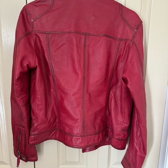 Red biker leather jacket - Picture 2 of 9